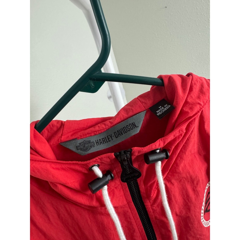 Harley-Davidson Mens Colorblock Anorak Windbreaker Jacket Red Black White Size M - Picture 4 of 12